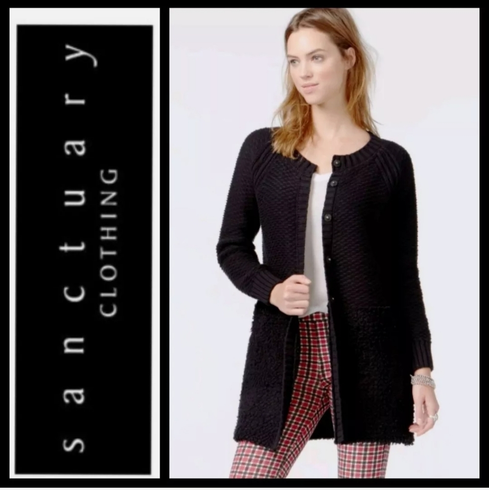 Sanctuary Black Sweater Cardigan Coat Jacket